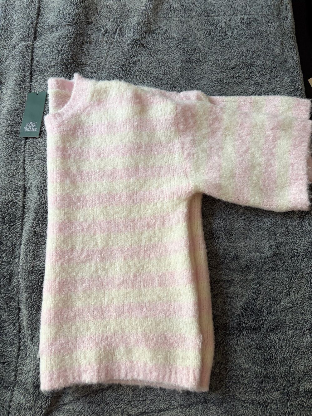 wild fable Pink and Cream Striped Fuzzy Sweater
